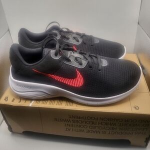 Nike Black Running Shoes with Red Swoosh